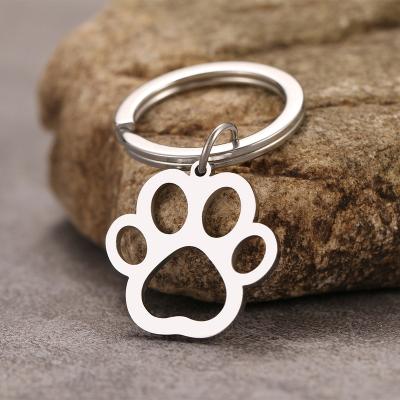 China Paw Silver Color Fashion Car Keychain Cartoon Dog Stainless Steel Key Chain Decoration Gift For Car Keys Pendant For Women Man Jewelry Gifts for sale