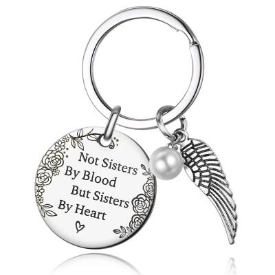 China Decoration Gift Friendship Key Chain Sisters Not By Blood But Sisters By Heart Soul Sister Friend Keychain For Women Friends Birthday Gift for sale