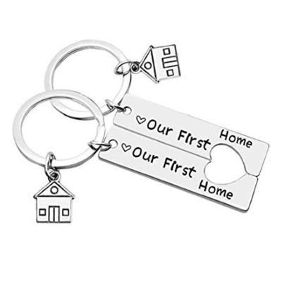 China Hot Selling Decoration Gift Couples Gift Our First Key Chain Stainless Steel Titanium Key Chain Start Screen For Lover's Jewelry Gift for sale