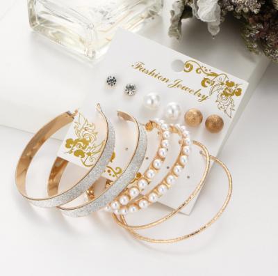 China Fashional 2019 Newest Fashion Stud and Crystal Alloy Geometric Earrings Multiple Circle Earring Set for Women for sale