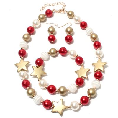 China FASHIONABLE Hot Selling Imitation Faux Pearl Necklace Jewelry Set Bracelet Earrings Necklace Jewelry Set For Women Christmas Gift for sale