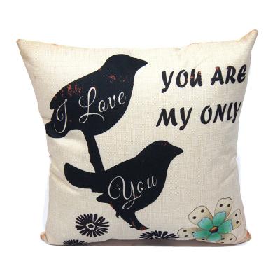 China Wholesale Massage Cotton Canvas Printed Bird Design 40X40cm Car Cushion Soft Home Pillow for sale