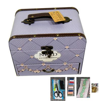 China New And Creative Style OEM Home Decor Ornament Box With Sewing Accessories Portable Wooden Sewing Kit Box for sale