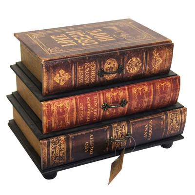 China Fashionable Home Decor Handmade Ornament Book Form 3 Layers Antique Jewelry Gift Box Organizer Holder Case for sale