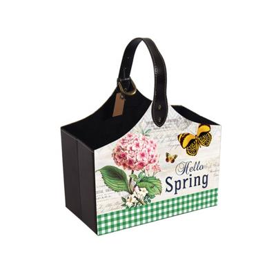 China Spring Sustainable Foldable Newspaper Basket Cardboard With PVC Printing Magazine Rack for sale