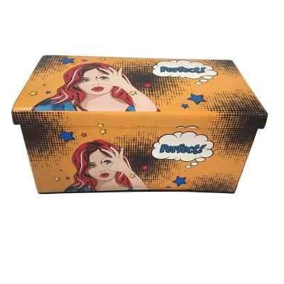 China (Size) 2020 Home Products New Style MDF Base Adjustable Wholesale PVC Printing Noise Foldable Art Storage Box Stool Antique Style for sale