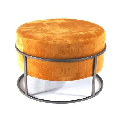 China Wholesale New Style Adjustable (Height) Yellow Velvet Surface Living Room Restaurant Modern Bar Ottoman Round Stool and Bed Piece for sale