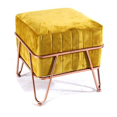 China (Size) 2020 new style wholesale velvet iron legs and bed piece outdoor living room restaurant Ottoman adjustable square stool for sale