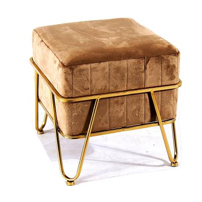 China (Size) 2020 new style wholesale velvet iron legs and bed piece outdoor living room restaurant Ottoman adjustable square stool for sale