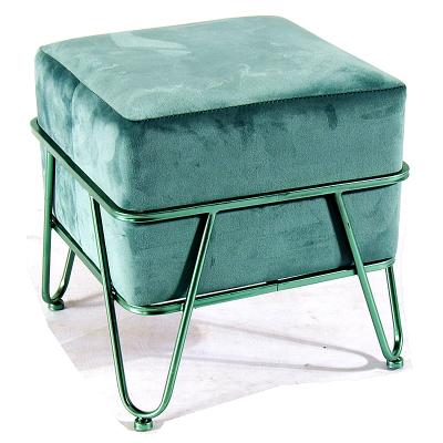 China (Size) 2020 new style wholesale velvet iron legs and bed piece outdoor living room restaurant Ottoman adjustable square stool for sale