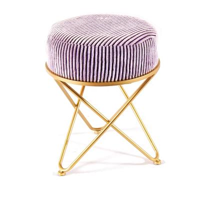 China (Size) 2020 new hot sale outdoor living room restaurant Ottoman adjustable round stool wholesale style velvet iron legs and bed piece for sale