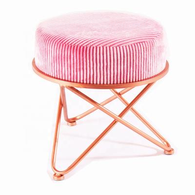 China (Size) 2020 new hot sale outdoor living room restaurant Ottoman adjustable round stool wholesale style velvet iron legs and bed piece for sale