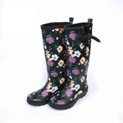 China Waterproof PVC rain boots new style printed dripdrop women waterproof anti slip knee rain boots wholesale rubber shoes for sale