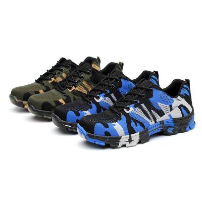 China Steel Toe Summer Fashion Breathable Flight Knit Steel Toe Anti Piercing Men Sport Camouflage Safety Shoes for sale