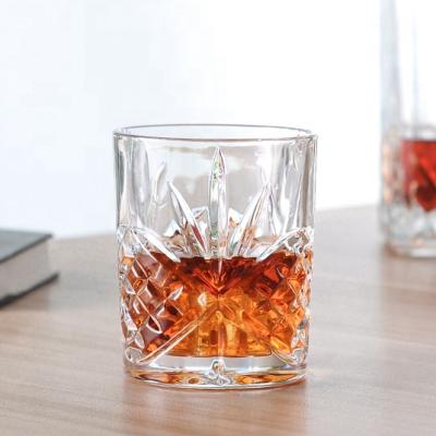 China Free Sample Viable Wholesale 10oz Embossed Crystal Like Whiskey Glass Tumbler for sale