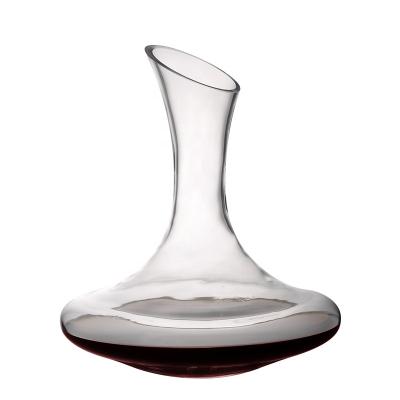 China Free Sample Wholesale Stocked Oblique Mouth Round Crystal Glass Wine Decanter for sale