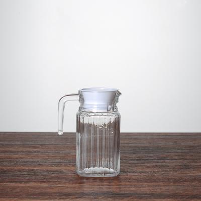 China Viable 0.5L Glass Beer Jugs With Plastic Lid Pitcher Glass Milk Jug for sale