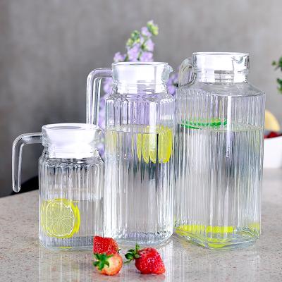 China Free Sample 1L Viable Wholesale Milk Juice Water Glass Ribbed Jug for sale