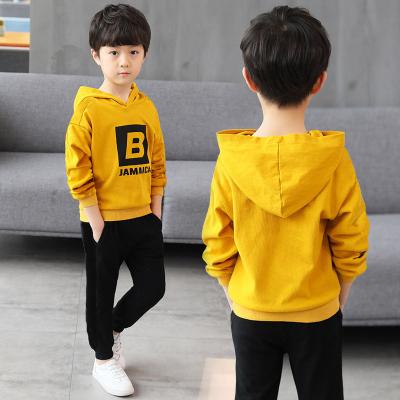 China Autumn Casual 4-10 Years Yellow 2pcs Printing Letter Set Children Kids Clothes Boys Designers for sale