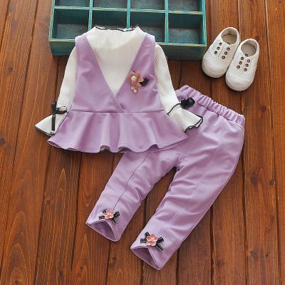 China Long Sleeves Flower 3pcs Baby Set Organic Kids Clothes Children Vietnam for sale