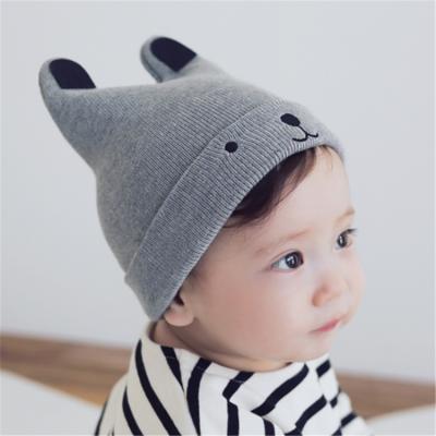 China Soft Touch Feeling Winter Boys Girls Cotton 3 Months To 3 Years Back Cartoon Children Baby Knit Hat for sale