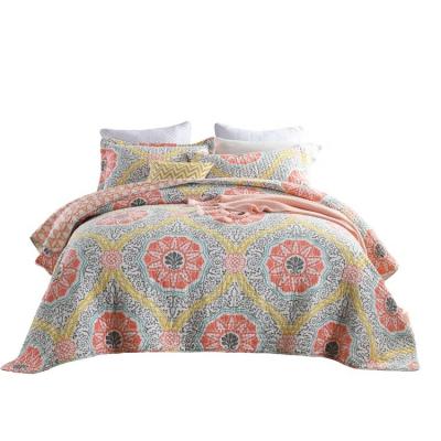 China Anti-static Colorful Flowers Printed Comfortable Design Machine Washable Queen Size Bedding Three Piece Set for sale