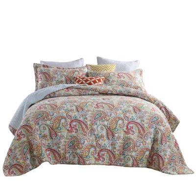 China Anti-static Colorful Flowers Printed Comfortable Design Machine Washable Queen Size Bedding Three Piece Set for sale