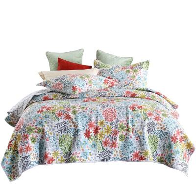 China Iris Colorful Floral Anti-static Cotton Spring Comforter Queen Size Soft Fine Printed 100% Bedding Set Three Piece for sale