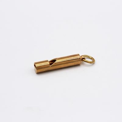 China Portable Urgent Outdoor Loud Solid Metal Brass SOS Children's Whistle 41*10mm for sale