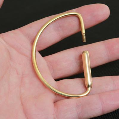 China Custom Gift Daily Use Brass Items For Coins Small Daily Use Key Ring Metal D Shaped Keychain for sale