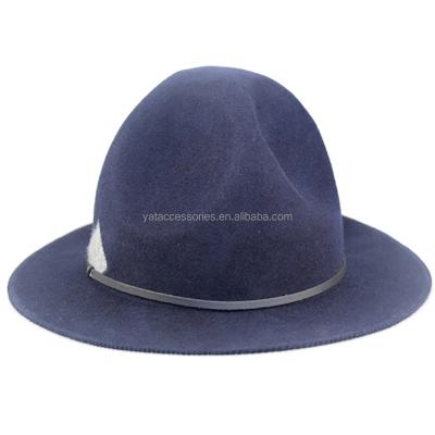 China 100% Felt Hat, Handmade Picture Mens Solid Color Wool Felted Hat Hats With Nice Leather Trimming for sale