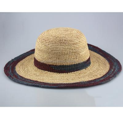 China Picture Women Natural Color Raffia Crocheted Straw Hats, Floppy Hats, Beach Hat With Big Brim for sale