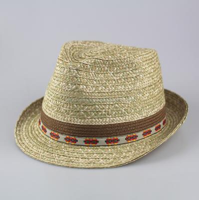 China Picture Ladies Cotton/Viscous Fiber Plus Paper Braid Hat, New Coming Fedora Hat Assembled for sale