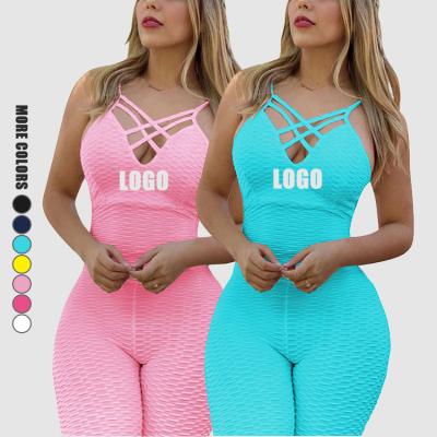 China Breathable custom hip enhancer butt crack! crack! Workout Sets For Women Overalls One Piece Sportswear for sale