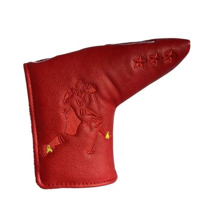 China Golf Red Synthetic Leather Putter Embroidery Head Cover For Protective Golf Red Head Cover for sale