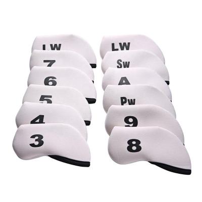 China Factory Direct Sale Mini Neoprene Golf Iron Head Cover White Iron Cover for sale