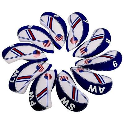 China Wholesale Red USA Flag Neoprene Mini Single Golf Iron Head Covers Iron Cover for sale