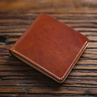 China Luxury Custom Italian RFID Leather Wallet Slim Vegetable Tanned Leather Men Wallet for sale