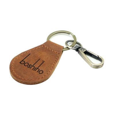 China Retro Boshiho Crazy Horse Logo Custom Leather Car Key Holder Key Chain Key Chain for sale