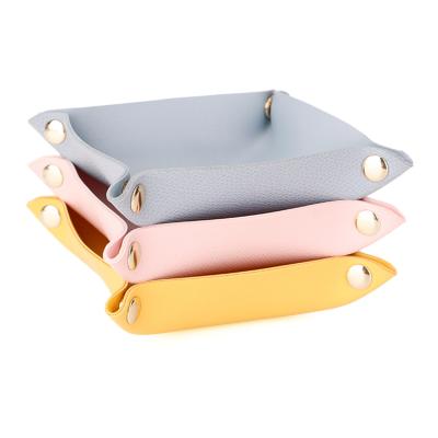 China OEM Storage Tray Leather Serving Tray Custom Stocked Leather Tray for sale