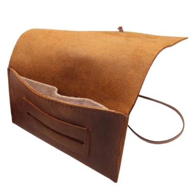 China Vintage Boshiho Crazy Horse Pattern Handmade Leather Tobacco Pouch Rolling Case for sale