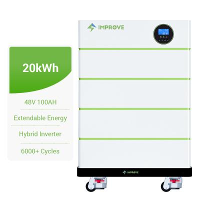 China Home Appliances Stacked Lifepo4 100Ah 10KW 5KW 15KW Home Solar Battery Energy Storage With Inverter And Battery All In One System for sale