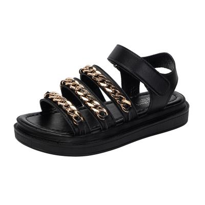 China 2021 fashion trend new styles women shoes flat chain sandals slides new designs sandals for women and ladies for sale