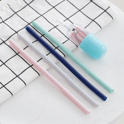 China 2020 Amazon New Environmental Friendly Blue Capsule Sustainable Collapsible Reusable Silicon Straws for sale