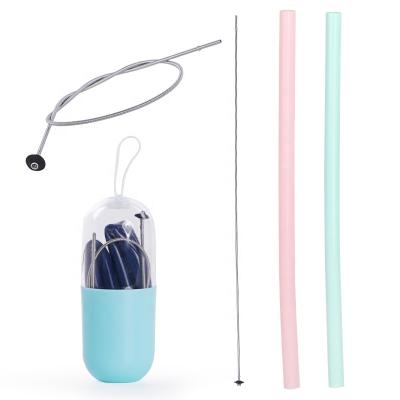 China Wholesale BPA Kitchen Accessories Viable Free New Design Eco Friendly Reusable Silicone Foldable Straws for sale