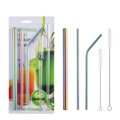 China Amazon 3 Stainless Steel Straw Set Reusable Eco-Friendly 304 Metal Viable Hot Selling Wholesale Metal Set for sale