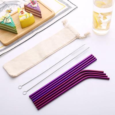 China Custom Reusable Colored Stainless Steel Logo Viable Straw Set for sale