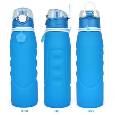 China Sustainable Amazon Customized Food Grade Eco Silicone Reusable Collapsible Water Bottles for sale