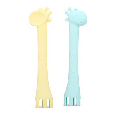 China BPA Free Fork And Feeding Spoon Silicone Baby Spoon BPA Free Silicone Baby Spoon for sale