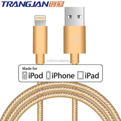 China Mobile Phone Types TRANGJAN Nylon Braided Cord Cable For Apple MFi Certified To USB Charging Charger For iPhone 8 7.7 Plus, 6S, 6 Plus, iPad, iPod for sale